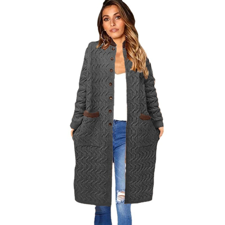 Knitted coat for women with deep pockets and button details Lune London