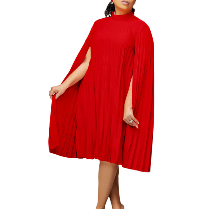 Pleated cape dress for ladies with high collar and long sleeves Lune London