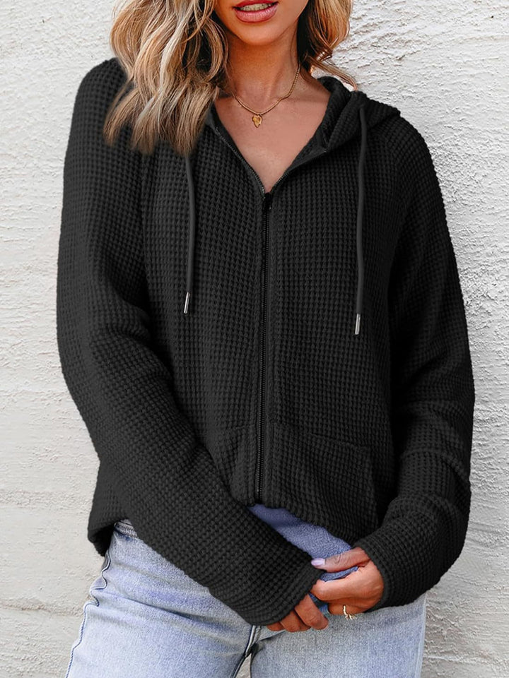 Casual hoodie for women with structured embossed pattern and practical pockets Lune London