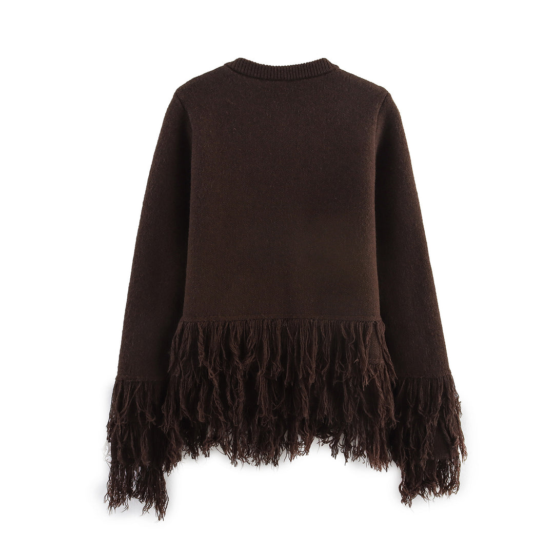 Ladies elegant Cardigan with fringe details Lune London