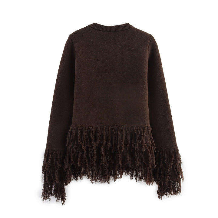 Ladies elegant Cardigan with fringe details Lune London