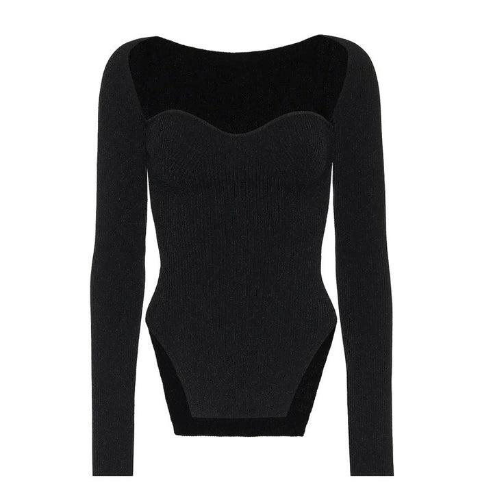 Pull finement tricoté pour femmes avec décolleté en forme de cœur Chic & Stil