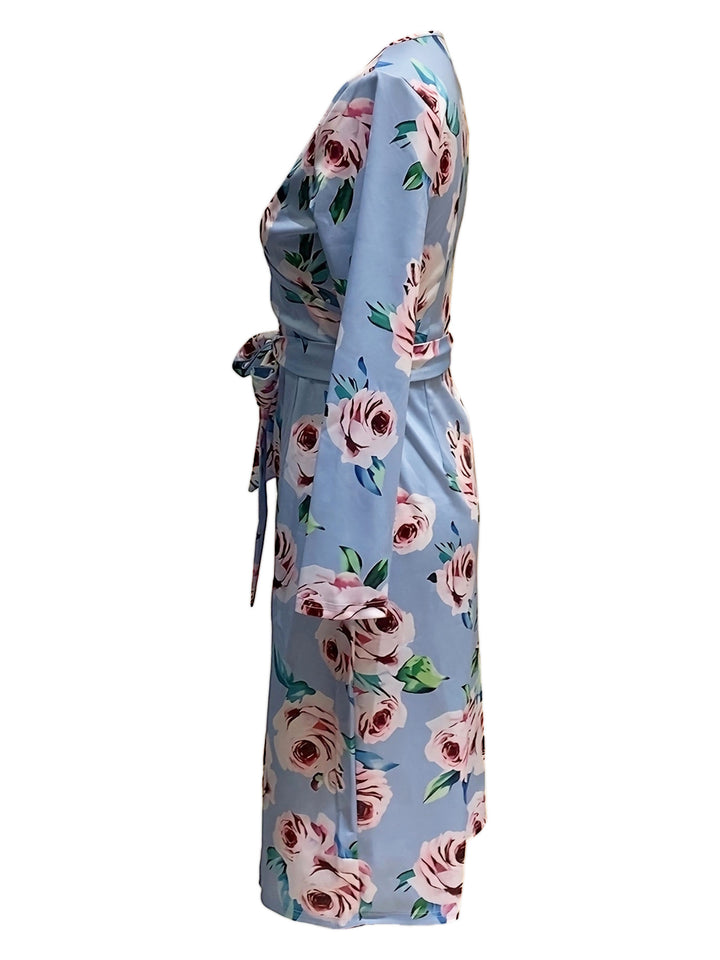 Floral print wrap dress for women with side slit Lune London