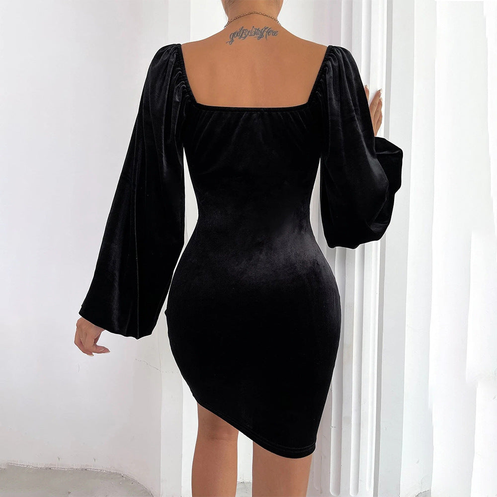 Cocktail dress for women with a flattering silhouette and elegant puff sleeves Chic & Stil