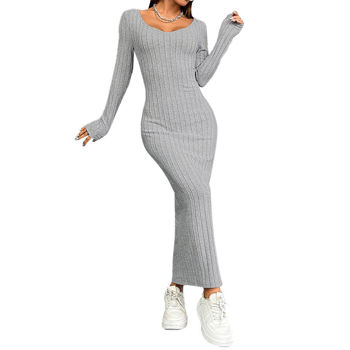 Robe tricotée ajustée à manches longues pour femmes Chic & Stil