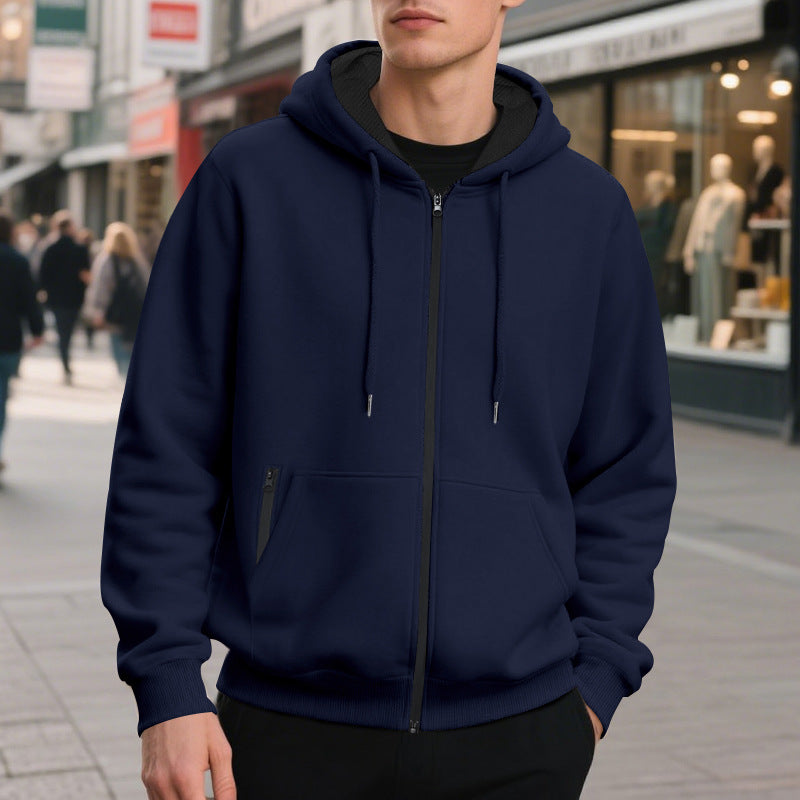Men's zip hoodie with practical pockets and breathable fleece interior Lune London