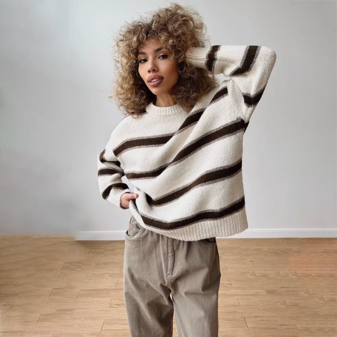 Thick knit sweater for women with an original striped pattern Lune London