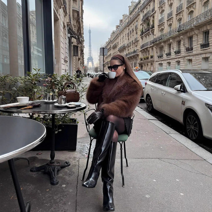 Ladies Oversized Faux Fur Jacket Lune London
