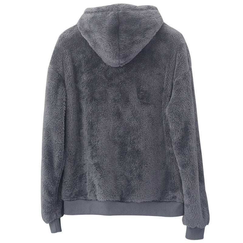 Ladies cozy fleece hoodie with high collar and kangaroo pocket Lune London