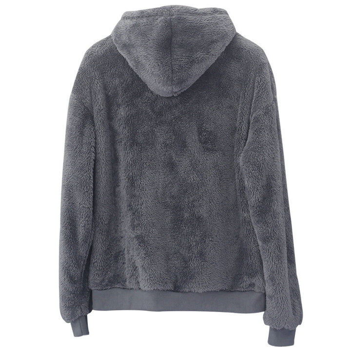 Ladies cozy fleece hoodie with high collar and kangaroo pocket Lune London