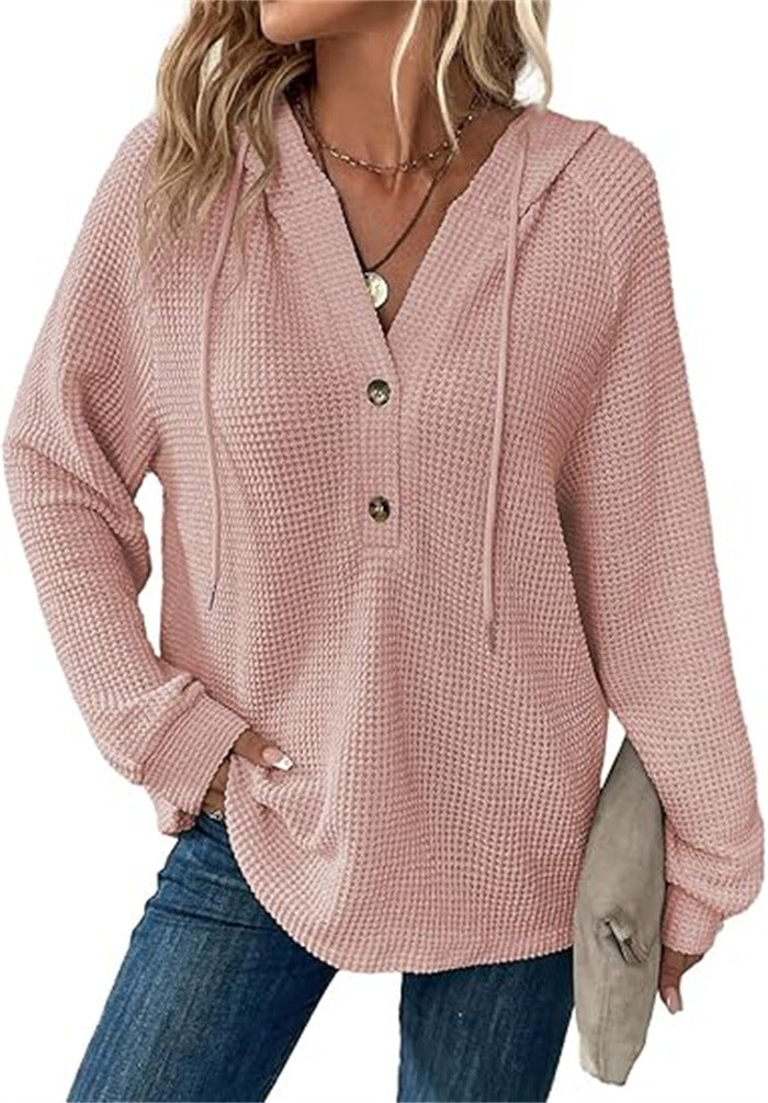 Ladies hooded sweatshirt in waffle texture Lune London