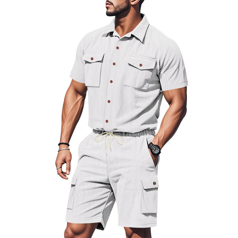 Casual short sleeve shirt for men and leisure shorts set with practical pockets Lune London