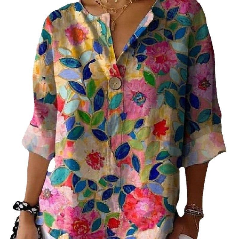 Women's blouse in lightweight and breathable fabric with floral pattern Lune London