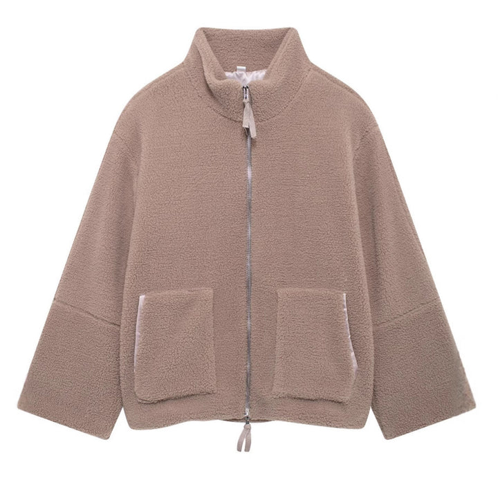 Cozy fleece jacket for women with high collar and practical pockets Lune London