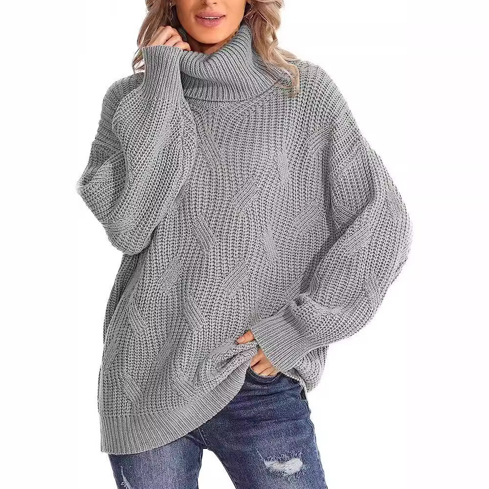 Oversized knitted sweater for women with high neck Lune London
