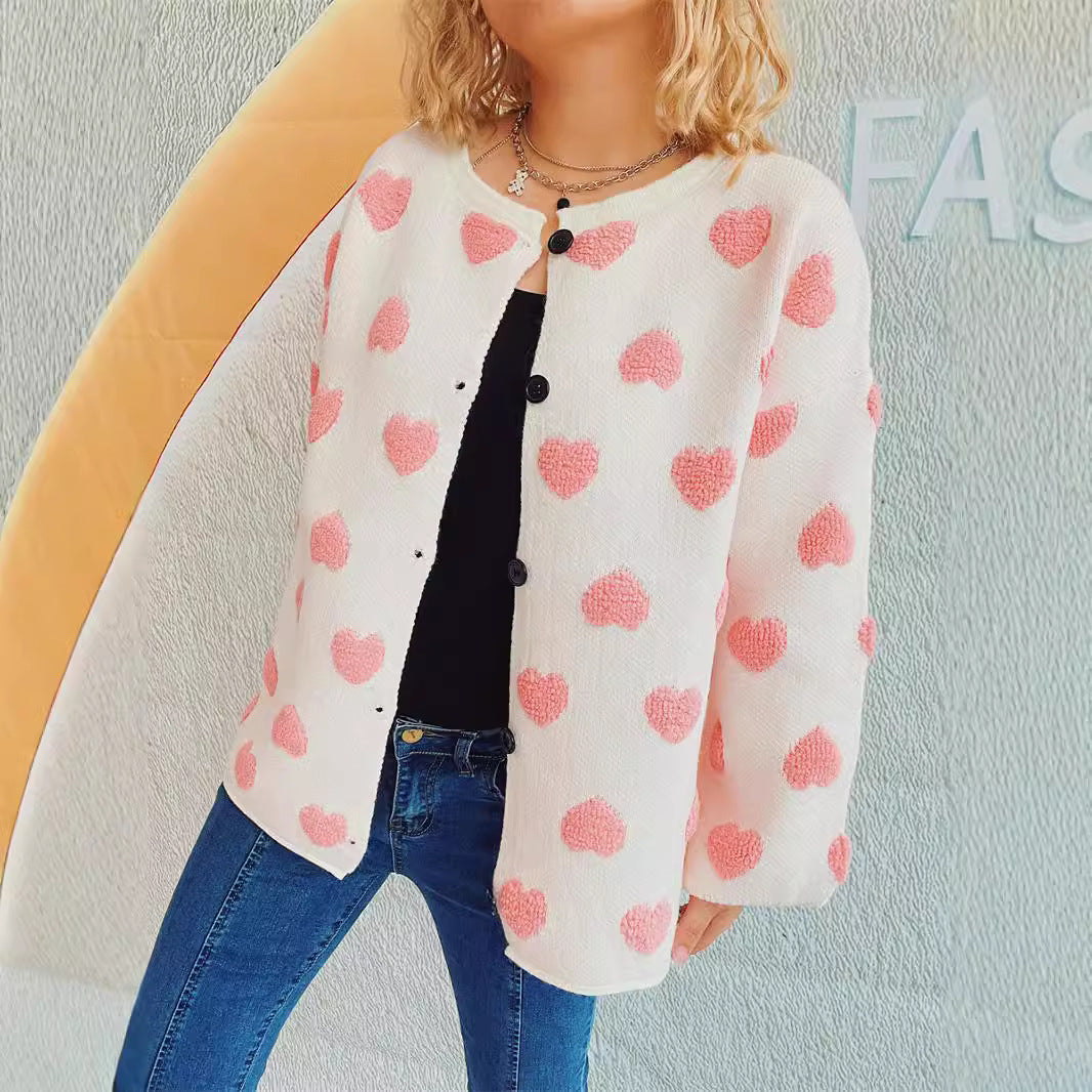 Cardigan femmes avec motif cœur et détails de boutons Chic & Stil