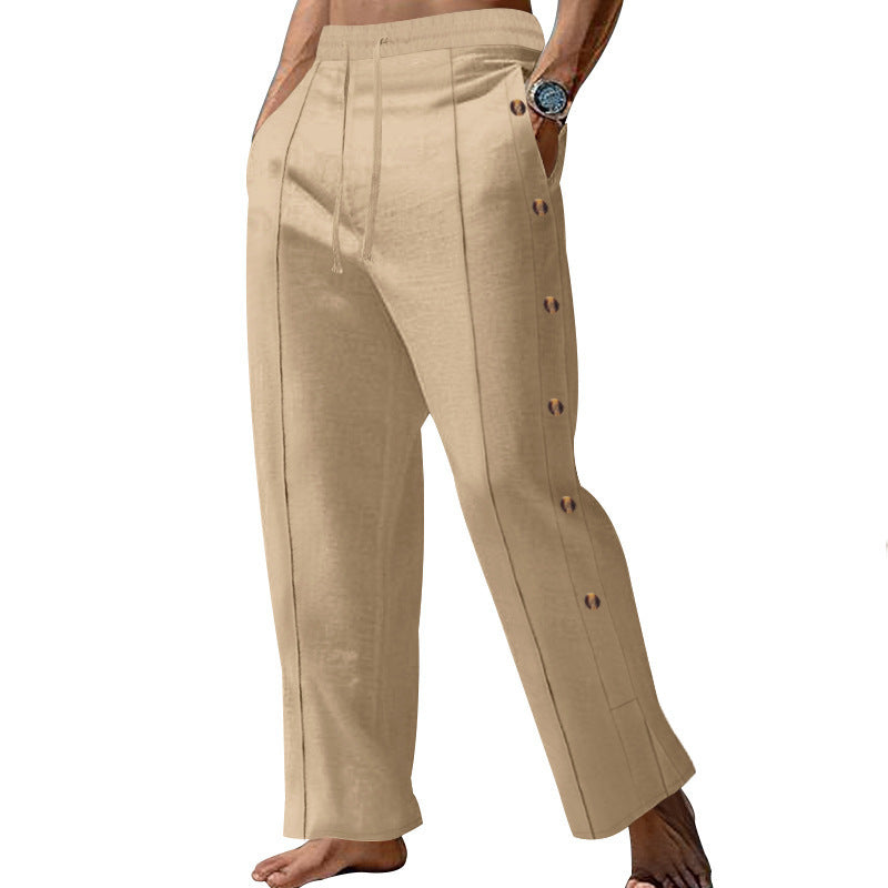 Casual beach pants for men with side snap buttons and elastic waist Lune London