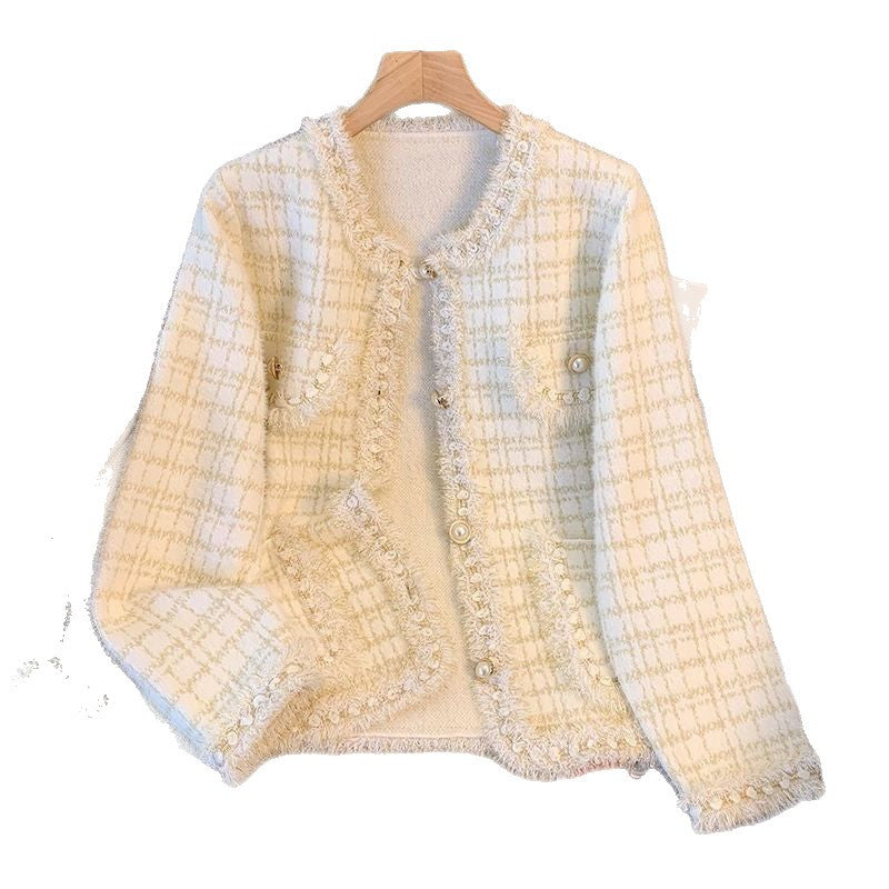 Cardigan confortable pour femmes avec perles décoratives et détails à franges Chic & Stil