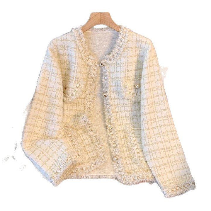 Cardigan confortable pour femmes avec perles décoratives et détails à franges Chic & Stil
