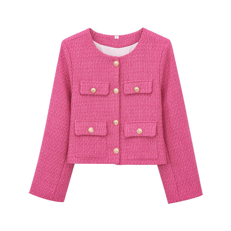 Veste courte tendance pour femmes avec boutons dorés et poches plaquées Lune London