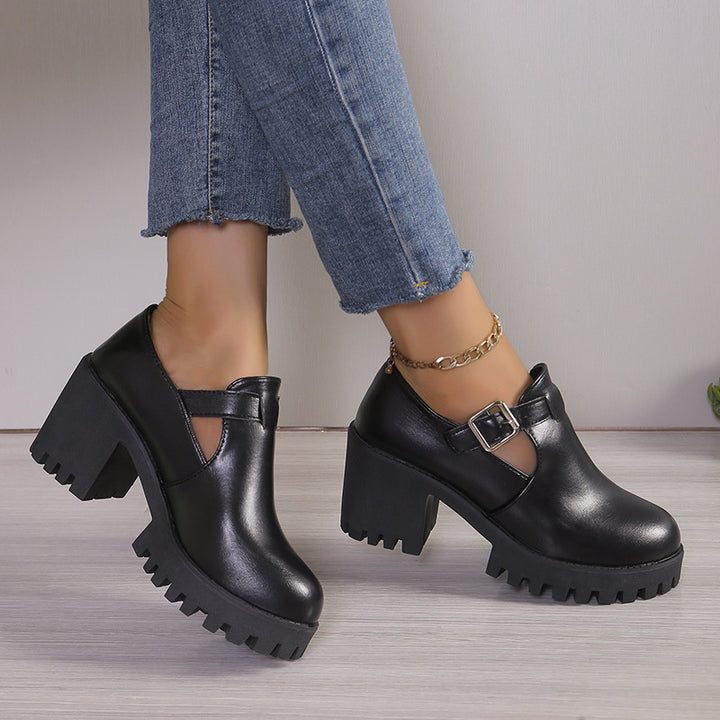 Ladies Chunky Heels with trendy buckle and non-slip sole Lune London