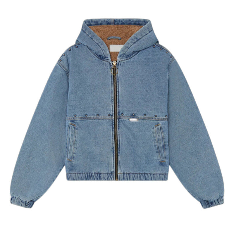 Veste en denim pour femmes avec capuche et poches Chic & Stil