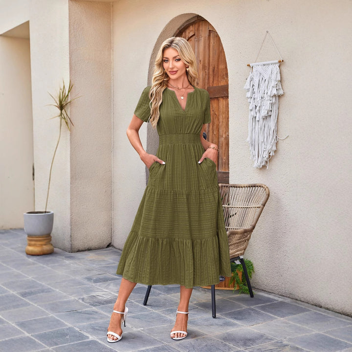 Maxi dress for ladies in lightweight striped fabric Lune London