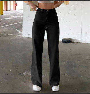 Women wide high-waist jeans in a casual cut with elegant tailoring Lune London