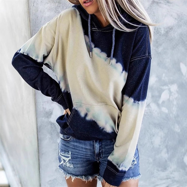 Casual hoodie for women with deep neck and unique tie-dye design Lune London