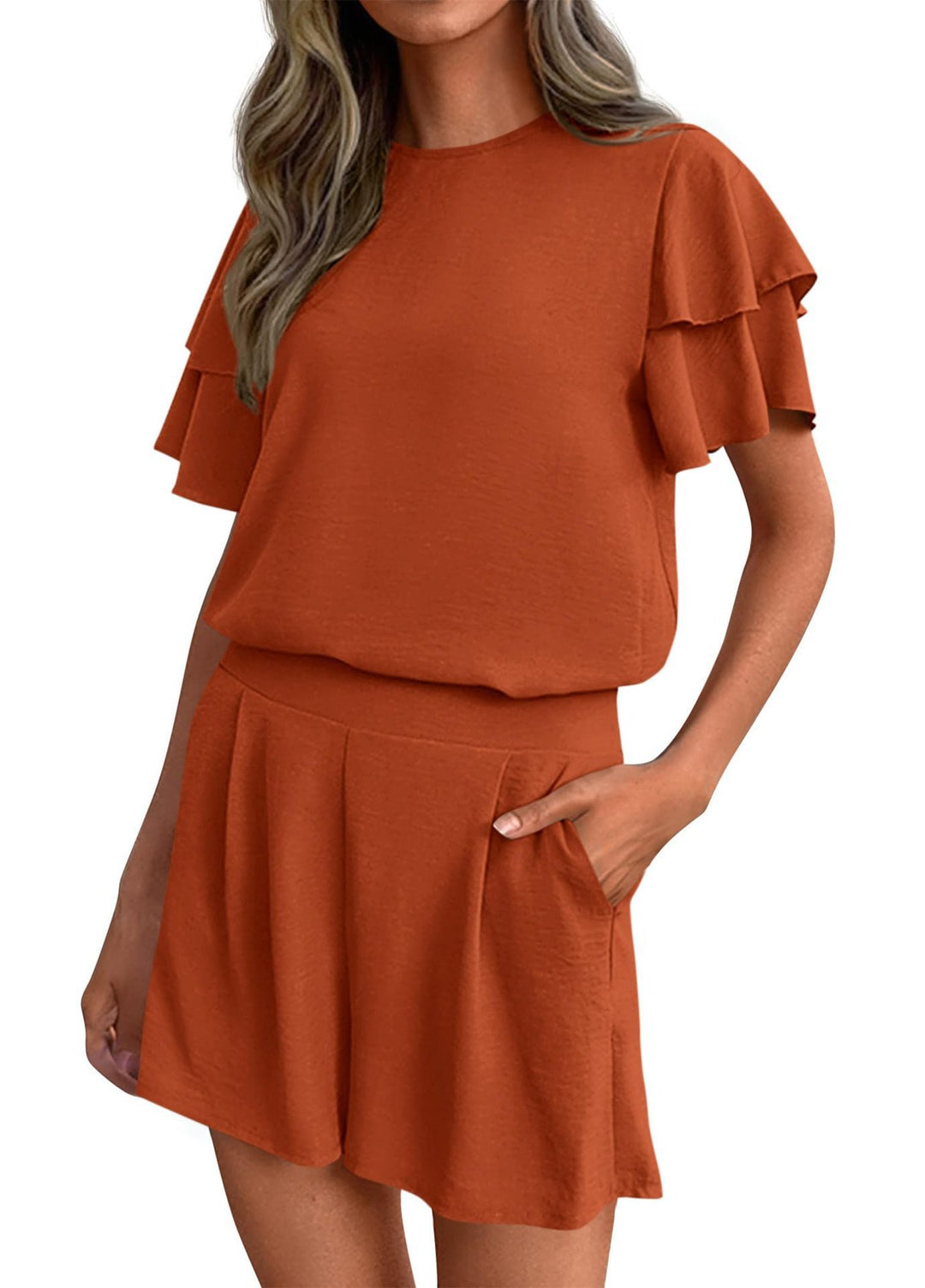 Women's Playful Jumpsuit with Ruffle Details and Side Pockets Lune London