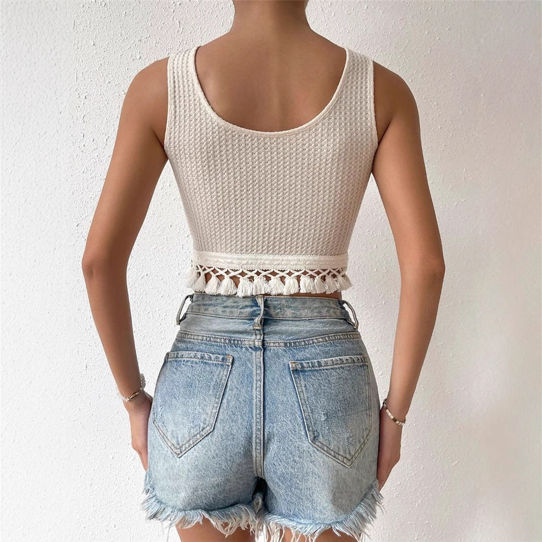 Ladies Crop Top with Fringes and Chic Structure and Style