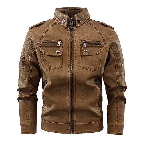Stylish leather jacket for men with practical pockets and high collar Lune London