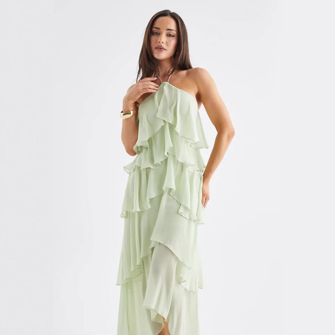 Robe maxi élégante pour femme avec détails de volants fluides Chic & Stil