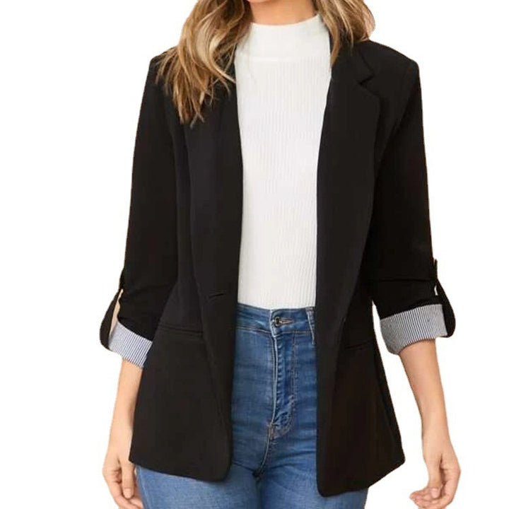 Ladies elegant blazer with structured design and practical lace detail Lune London