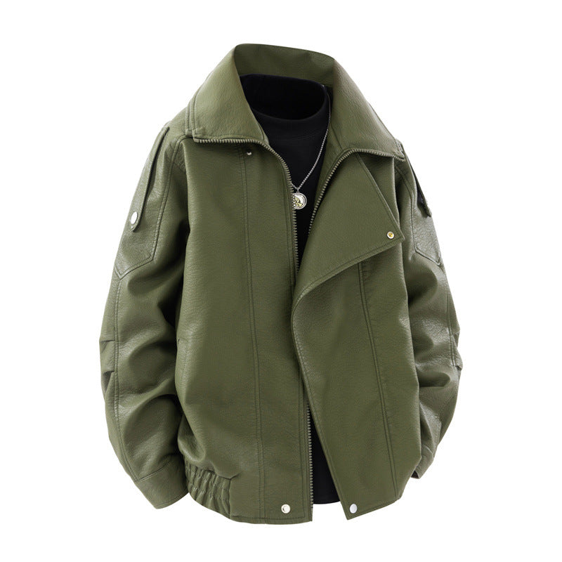 Asymmetrical zip faux leather jacket for women Lune London