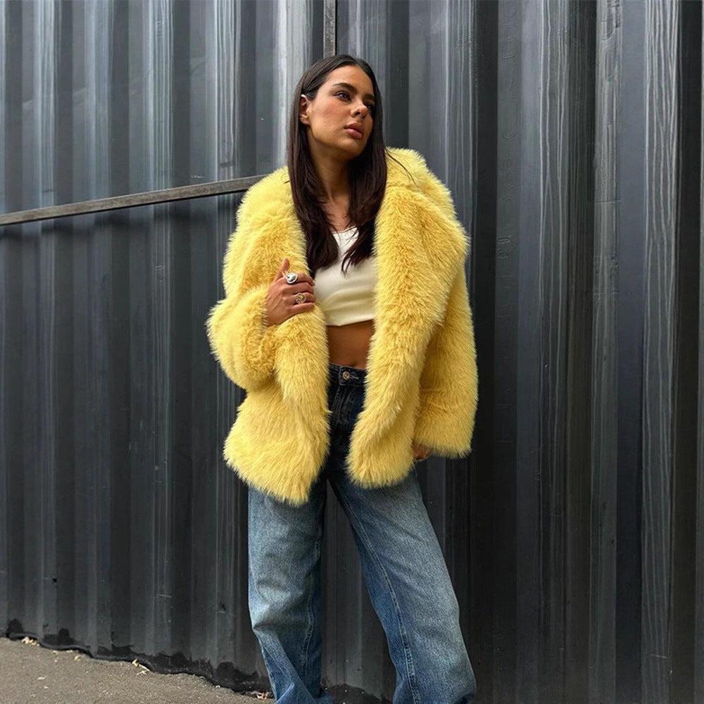 Ladies Oversized Faux Fur Coat Lune London