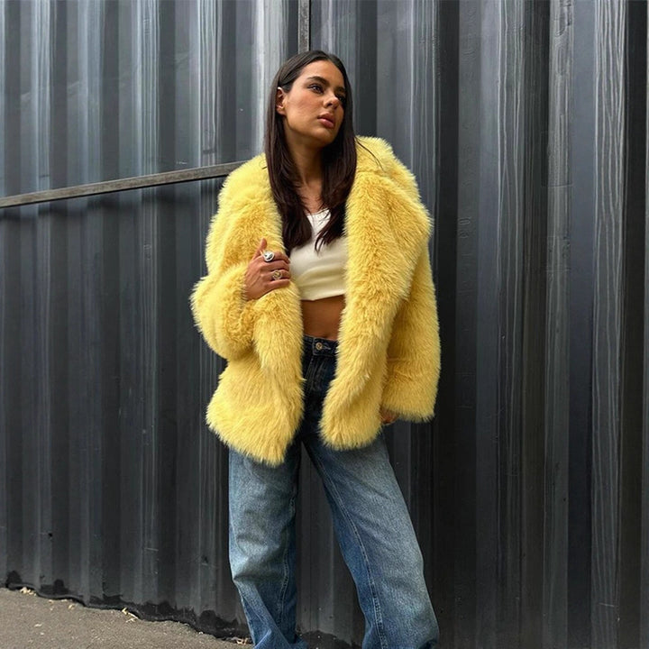 Ladies Oversized Faux Fur Coat Lune London