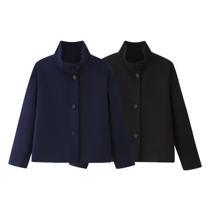 Ladies classic short jacket with stand-up collar and elegant buttons Lune London