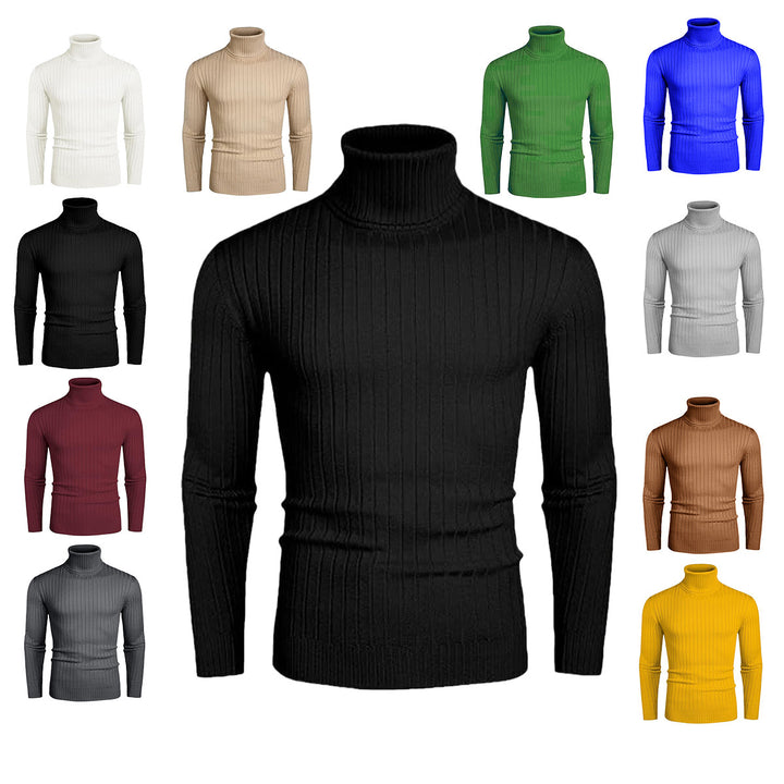 Elegant men's ribbed fine knit turtleneck sweater Lune London