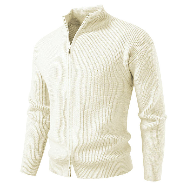Men's knitted jacket with high collar and zipper Lune London