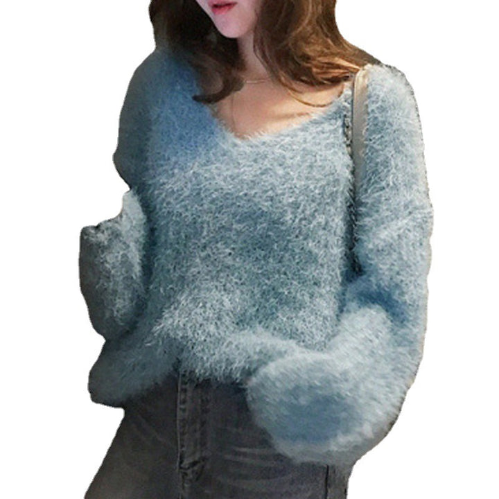 Pull femme en V douillet avec une texture douce et moelleuse Chic & Stil
