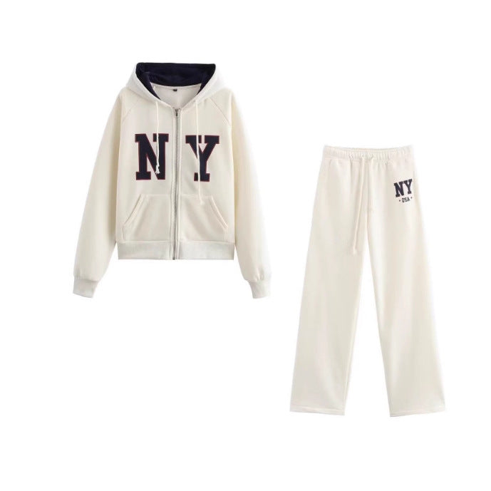 Women's jogging pants with logo application on the side and elastic waist Lune London