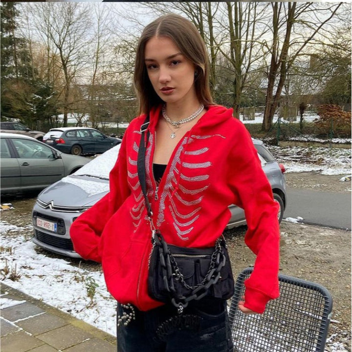 Women's hoodie with striking skeleton design Lune London