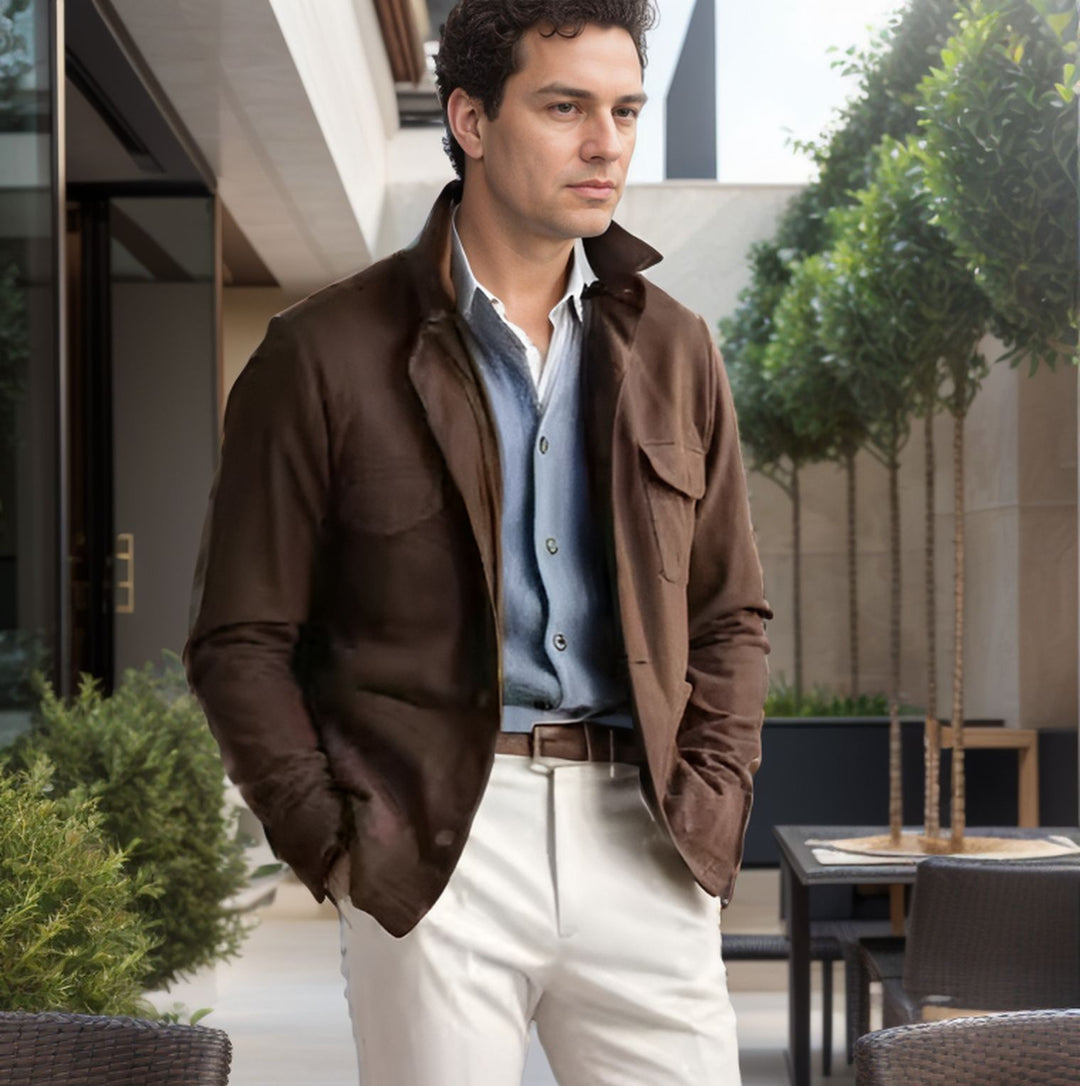 Functional jacket for men with a high collar and practical pockets Lune London