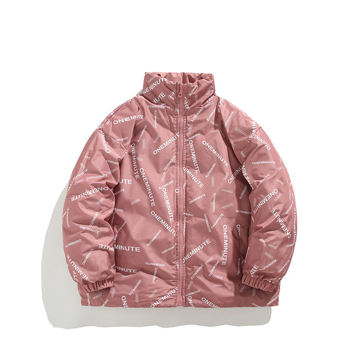 Ladies down jacket with modern print and high collar Lune London