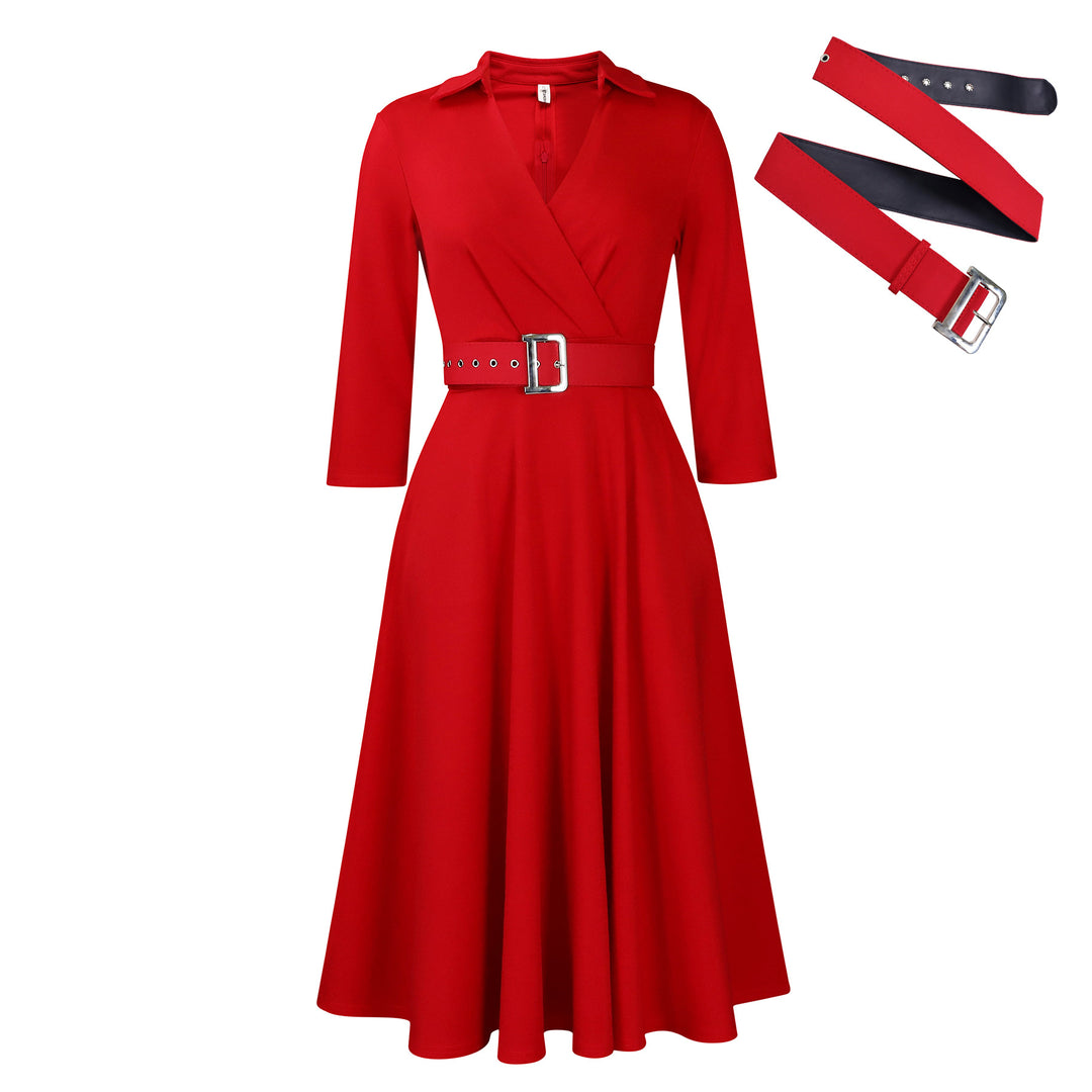 Wrap dress for women with a fitted belt and flared skirt Lune London