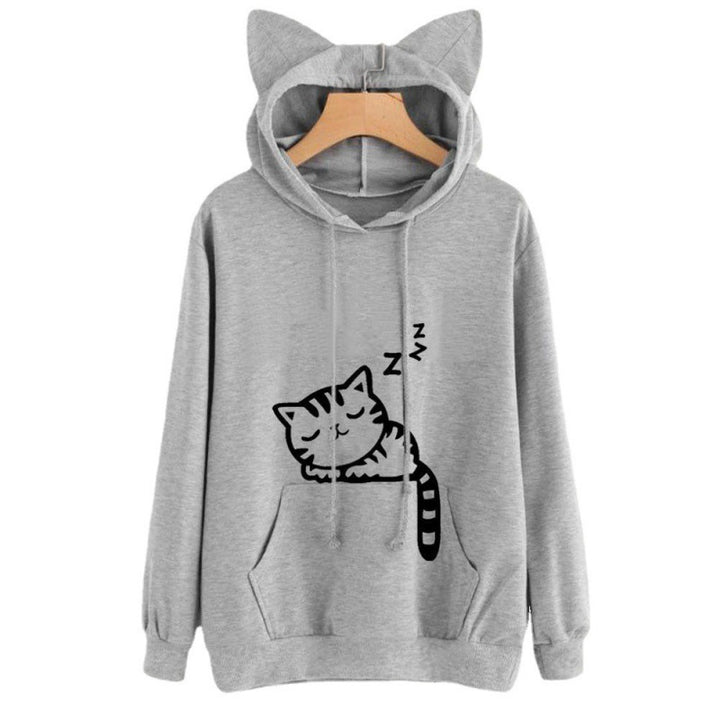 Women’s hoodie with cat ears and cute print Lune London