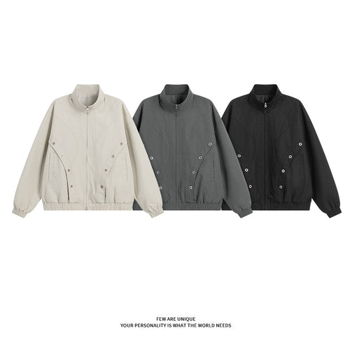 High-collared transition jacket for women with practical snap button details Lune London