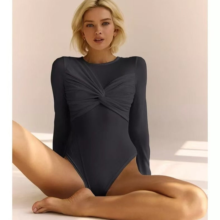 Ladies Long Sleeve Ruffled Body Lune London