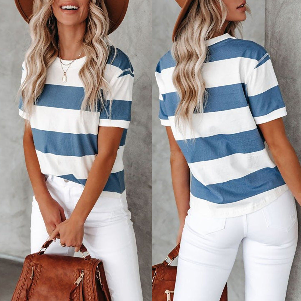 Women Striped Cotton Leisure T-Shirt Lune London